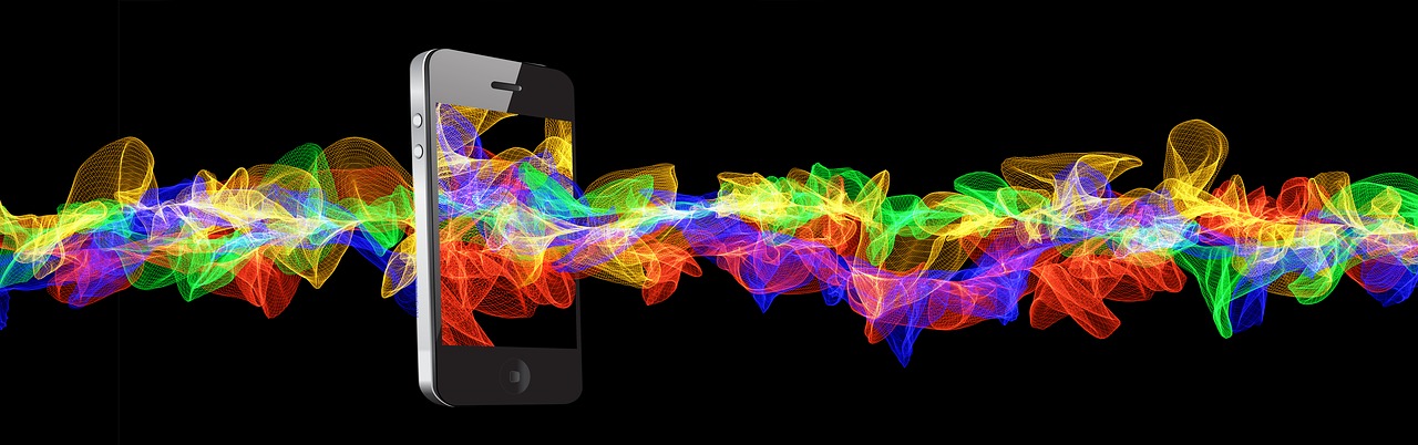 colorful ribbons flowing through a smartphone